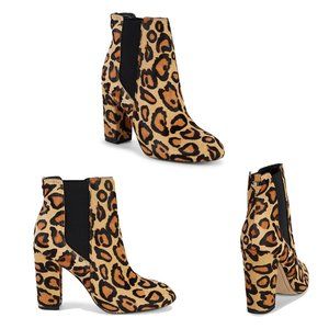 Sam Edelman Womens Case Leopard Animal Print Calf Hair Chelsea Ankle Boots 7 8 9